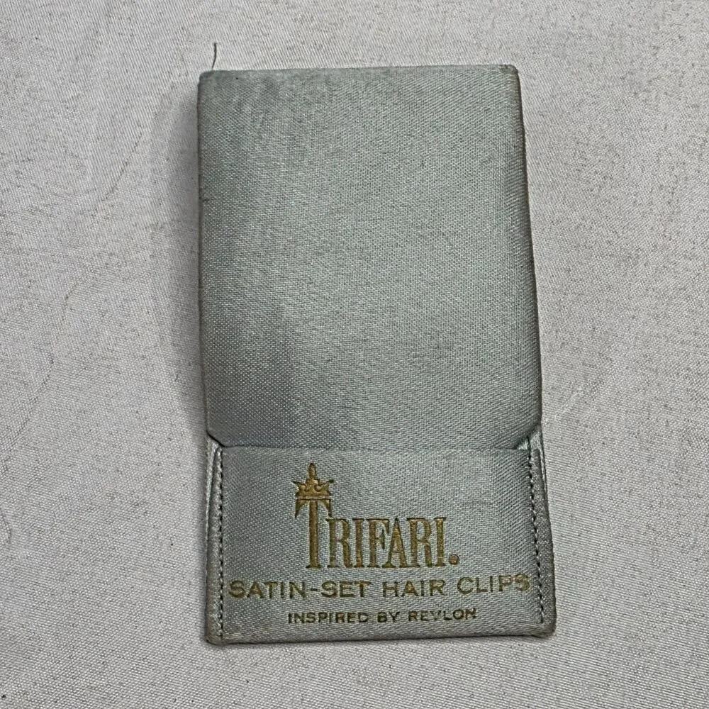 Crown Trifari 1950s Hair Clip Pair Silver Tone Bobby Pins Crystal Rhinestones